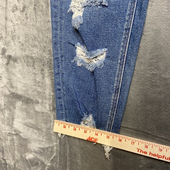 American Eagle Stretch Distressed Mom Jeans Women's Size 8R Blue - Picture 6 of 13